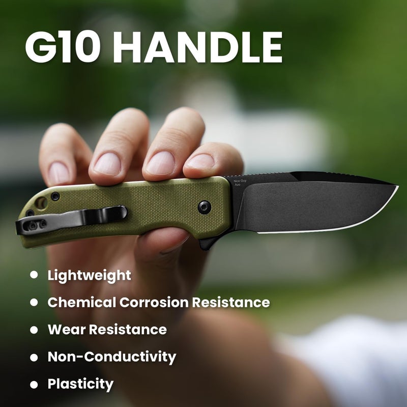 KIZER Nice Guy Folding Knife, 2.84" Nitro V Blade, Lightweight Camping and Hiking Knife, G10 Handle, Liner Lock Flipper V3011A1 - Image 4